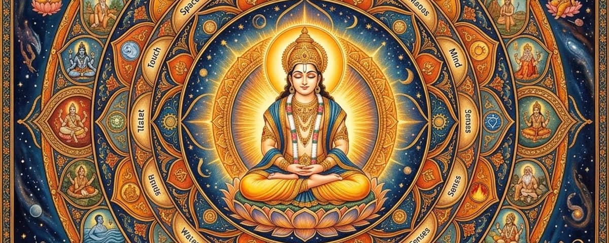 Purusha and Prakriti with the 24 tattvas radiating in a mandala