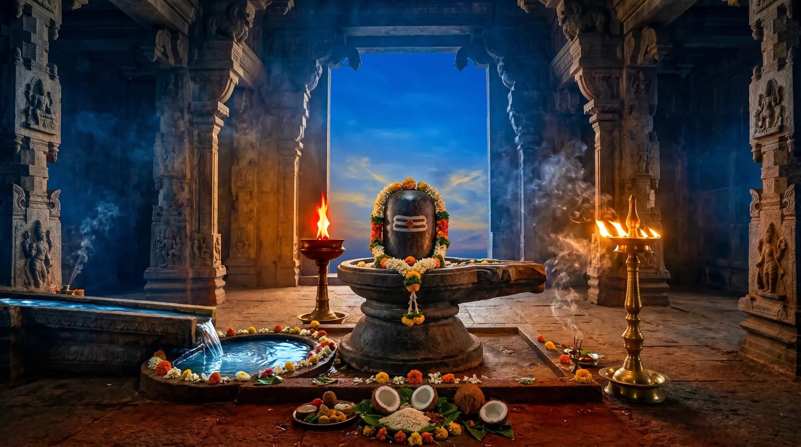 Sacred South Indian temple representing Shiva as the five elements — Pancha Bhuta Sthala