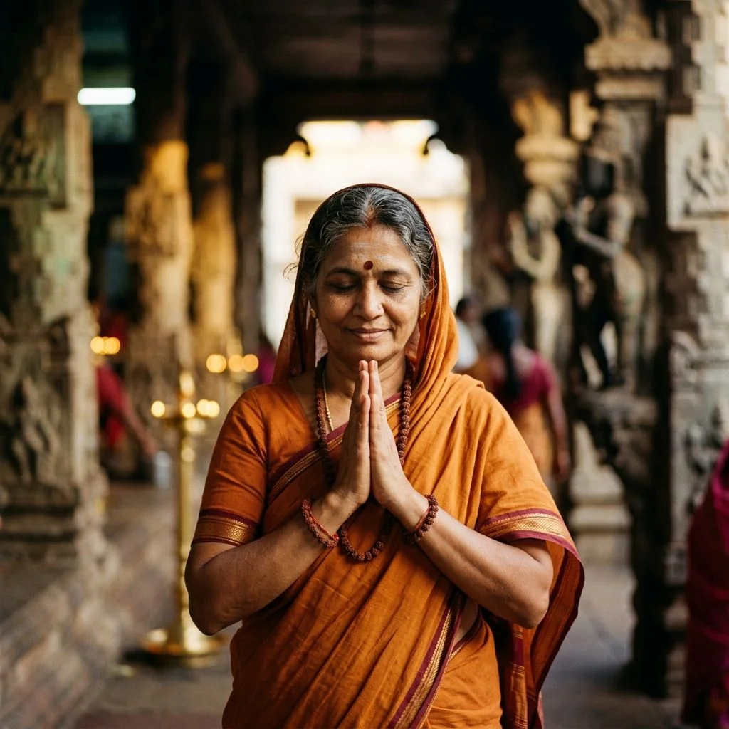 A devotee offering prayers