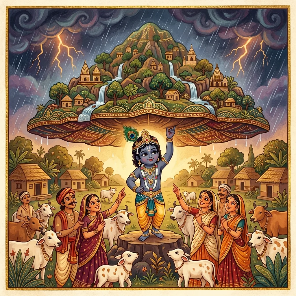 Govardhana - the hill lifted on a finger